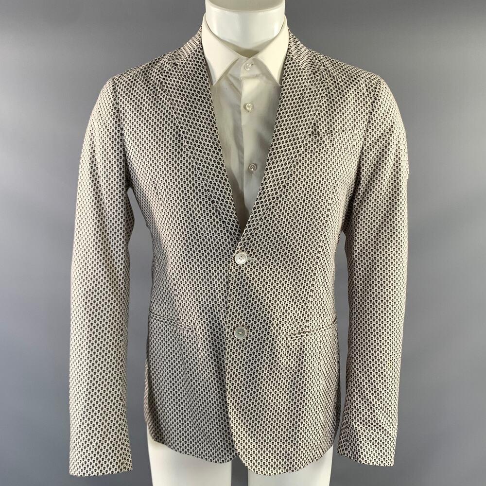 ALEXANDER MCQUEEN Chest Size 36 White Black & Red Skulls Cotton Sport Coat